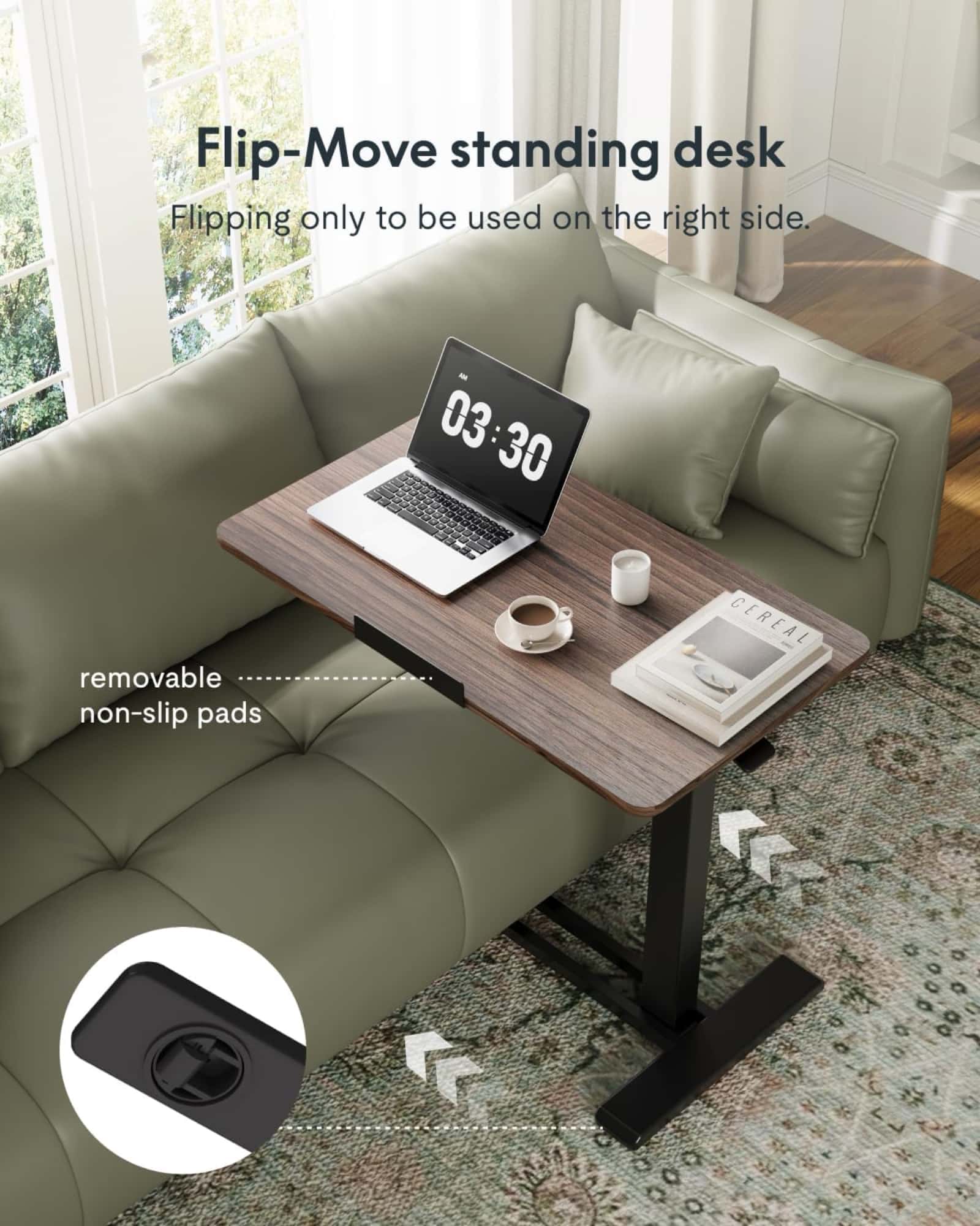 FlexiSpot H7 Pro height adjustable side table, rustic brown
