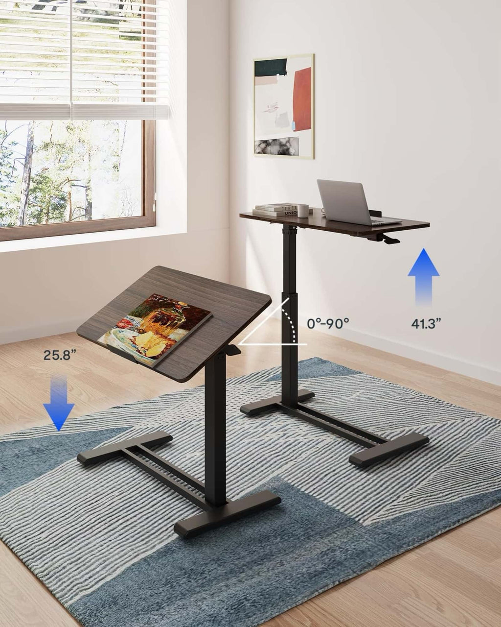 FlexiSpot H7 Pro height adjustable side table, rustic brown