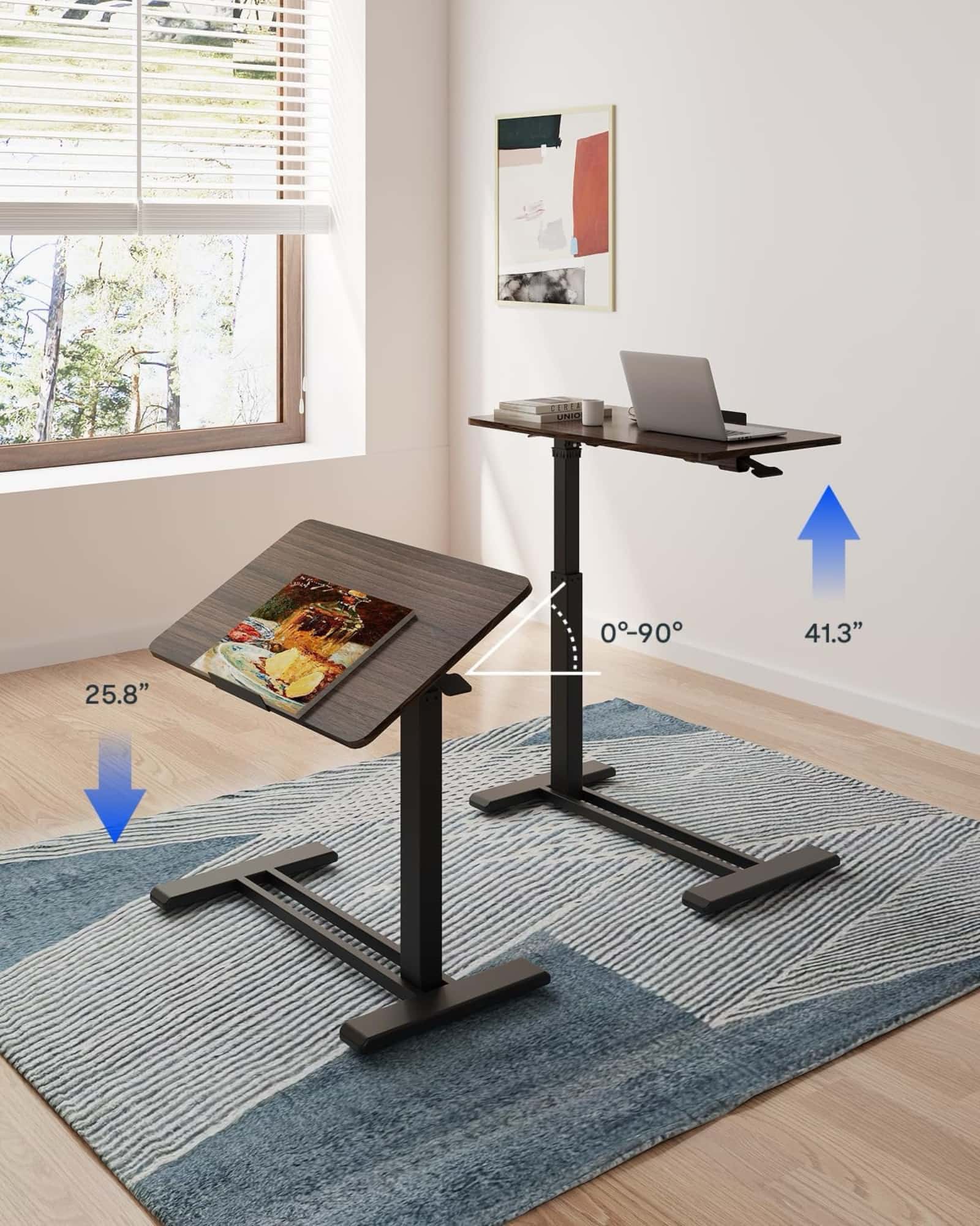 FlexiSpot H7 Pro height adjustable side table, rustic brown