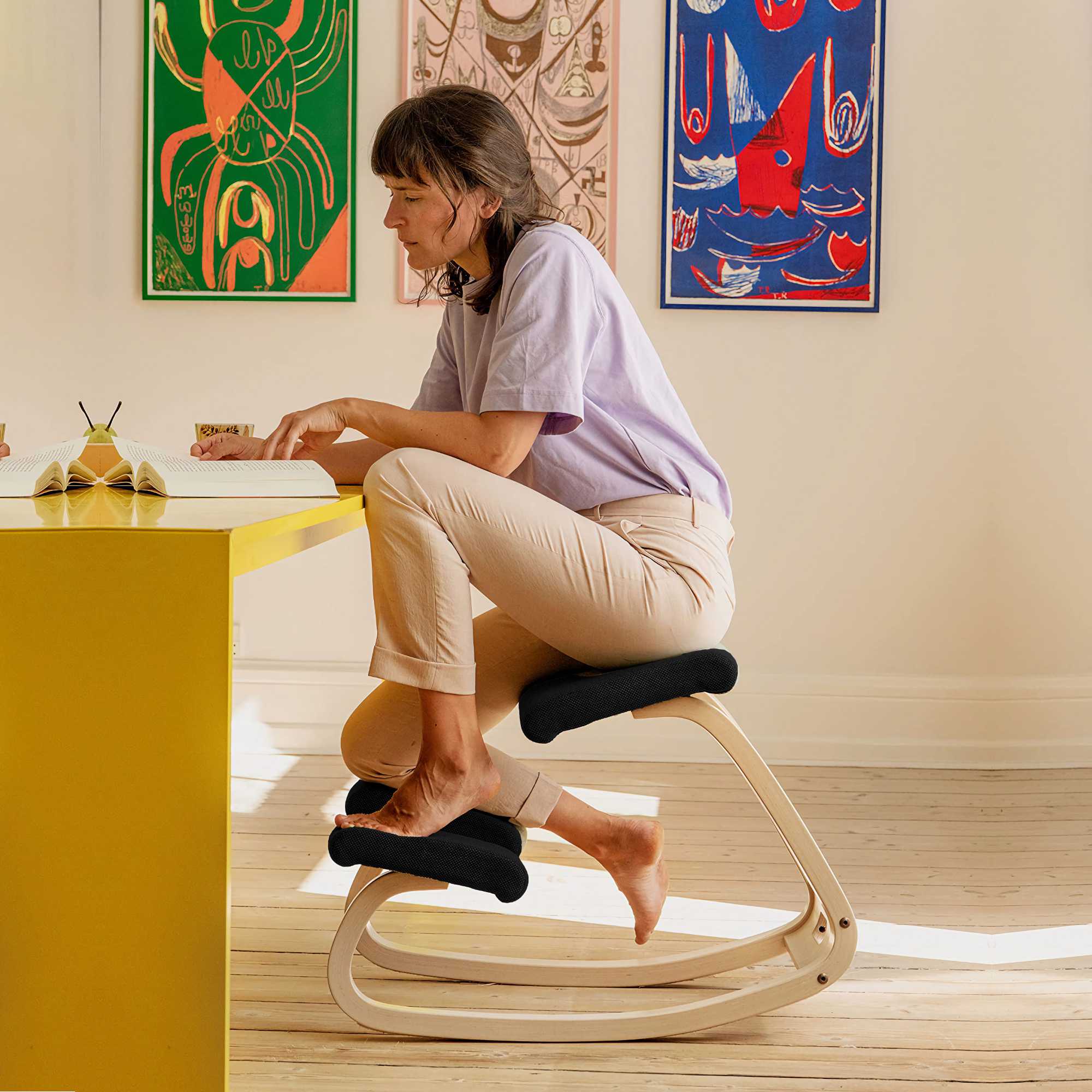 Varier Variable™ kneeling chair, grey/natural