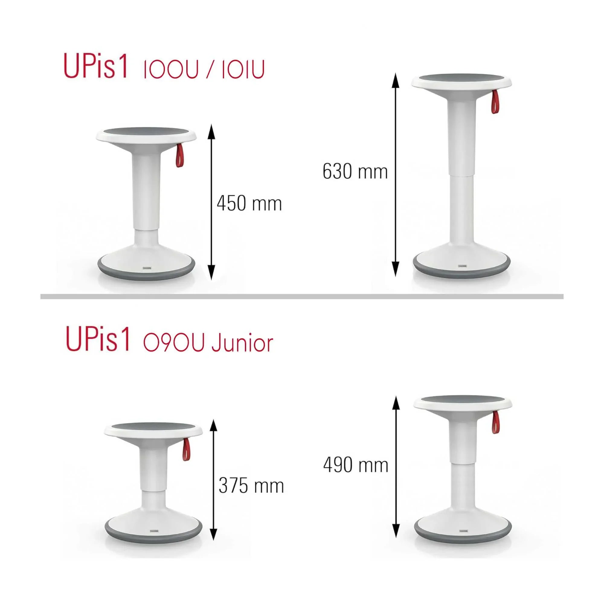 UPis1 100U ergo-stool, bright red