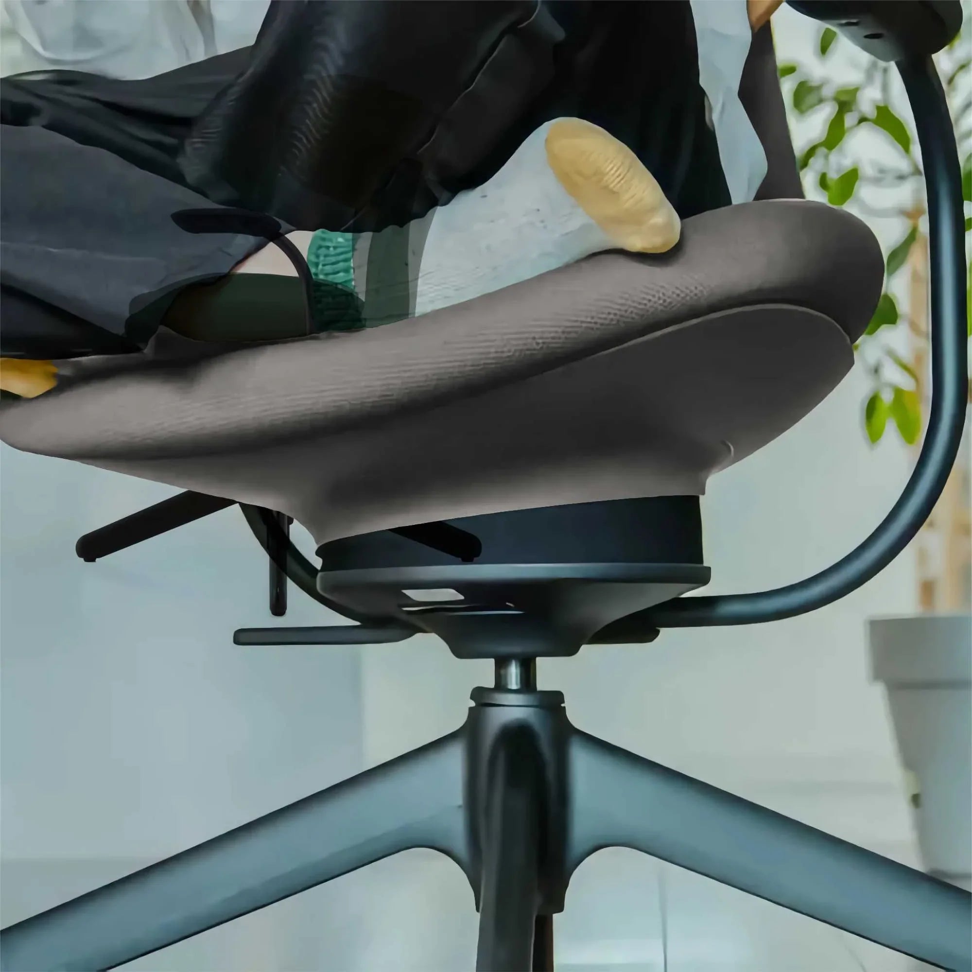 Kokuyo Inglife Office Chair Dark Plywood Back with Arm, grey