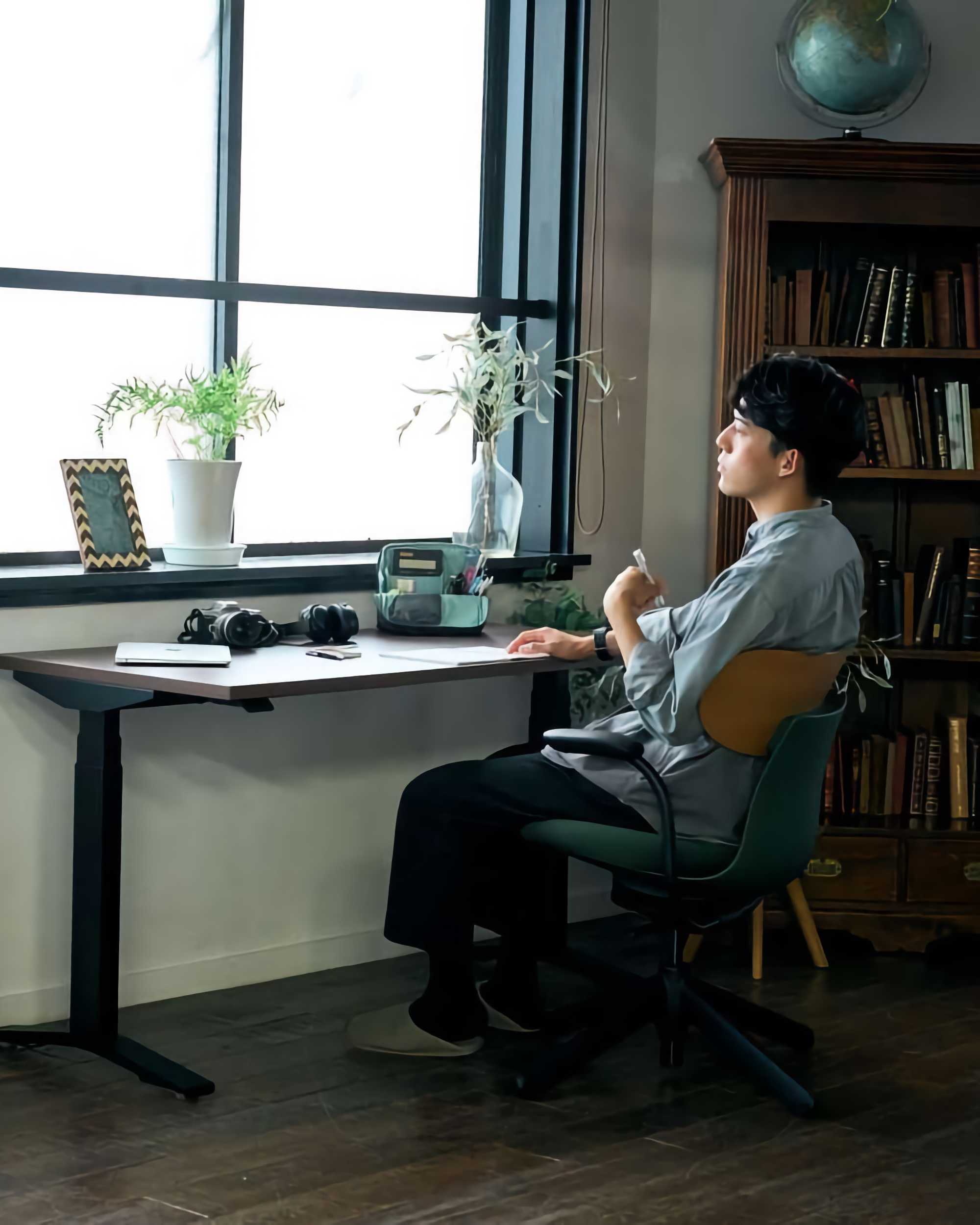Kokuyo Inglife Office Chair Dark Plywood Back with Arm, Green